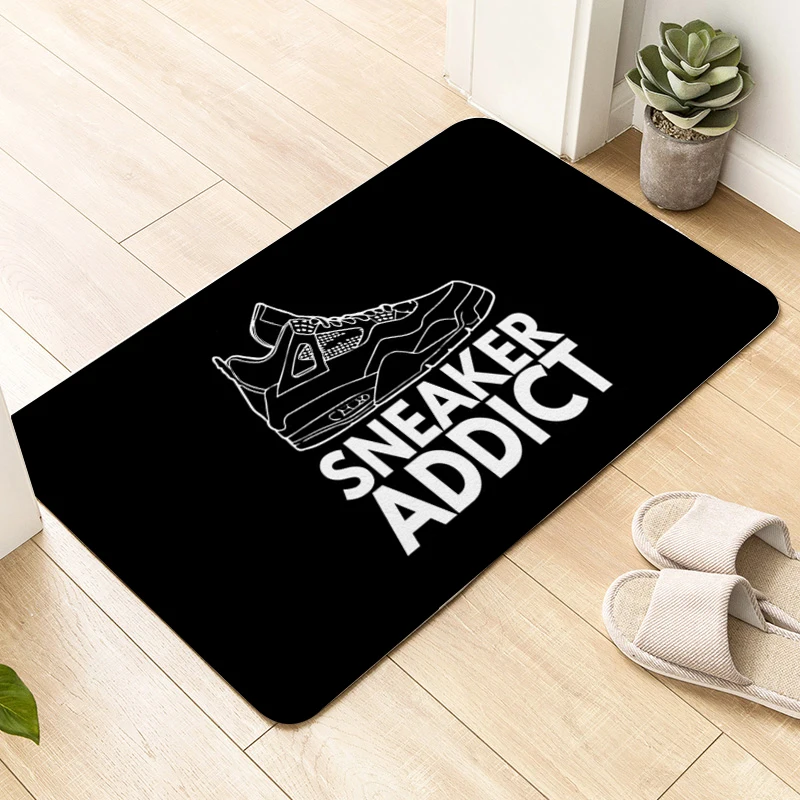 Sneaker Addict Bath Mat Funny Doormat Entrance Door Washable Non-slip Kitchen Rug Aesthetic Carpet for Bedroom Living Room Rugs