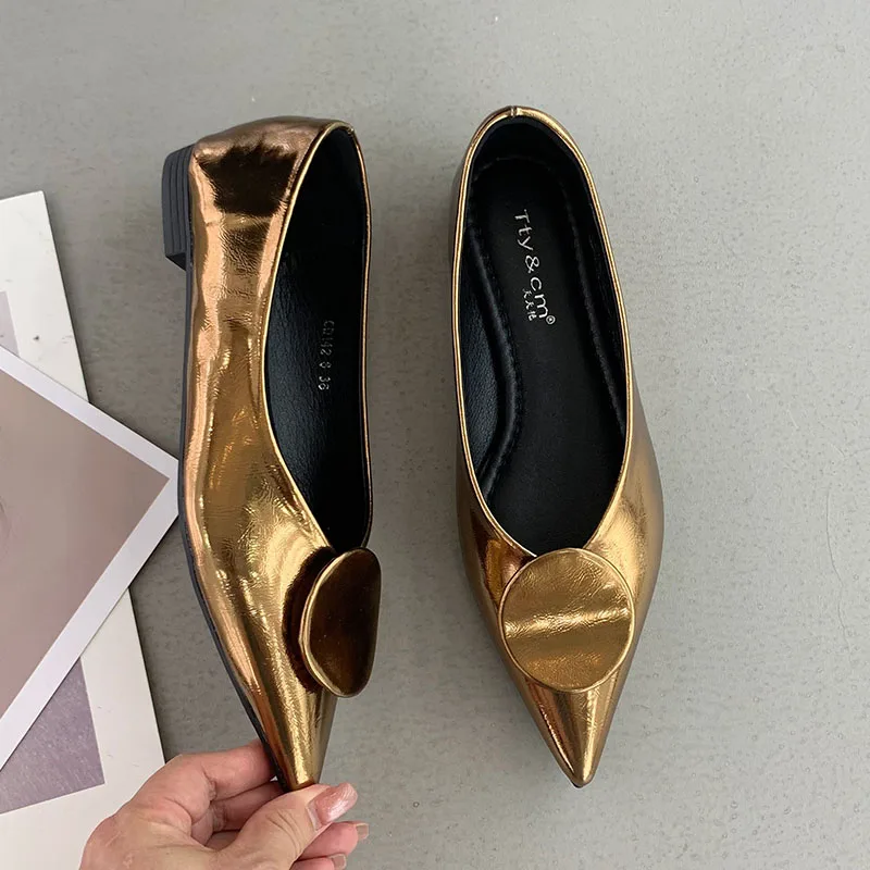 

Новые брендовые туфли на плоской подошве, женские повседневные лоферы без шнуровки, модные женские балетки с острым носком 2025 года, новые осенние мокасины Mujer