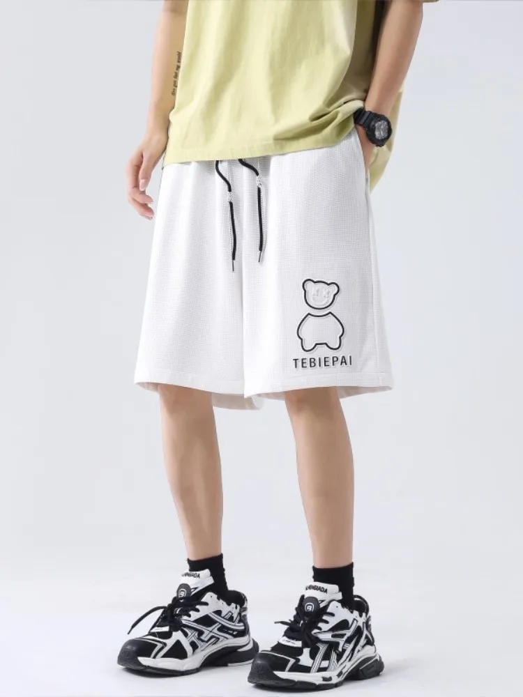 

Trendy Bear id orts Men's Summer Loose Casual Five-Point American Baskeall Straight Leg Sports Pants Breathable