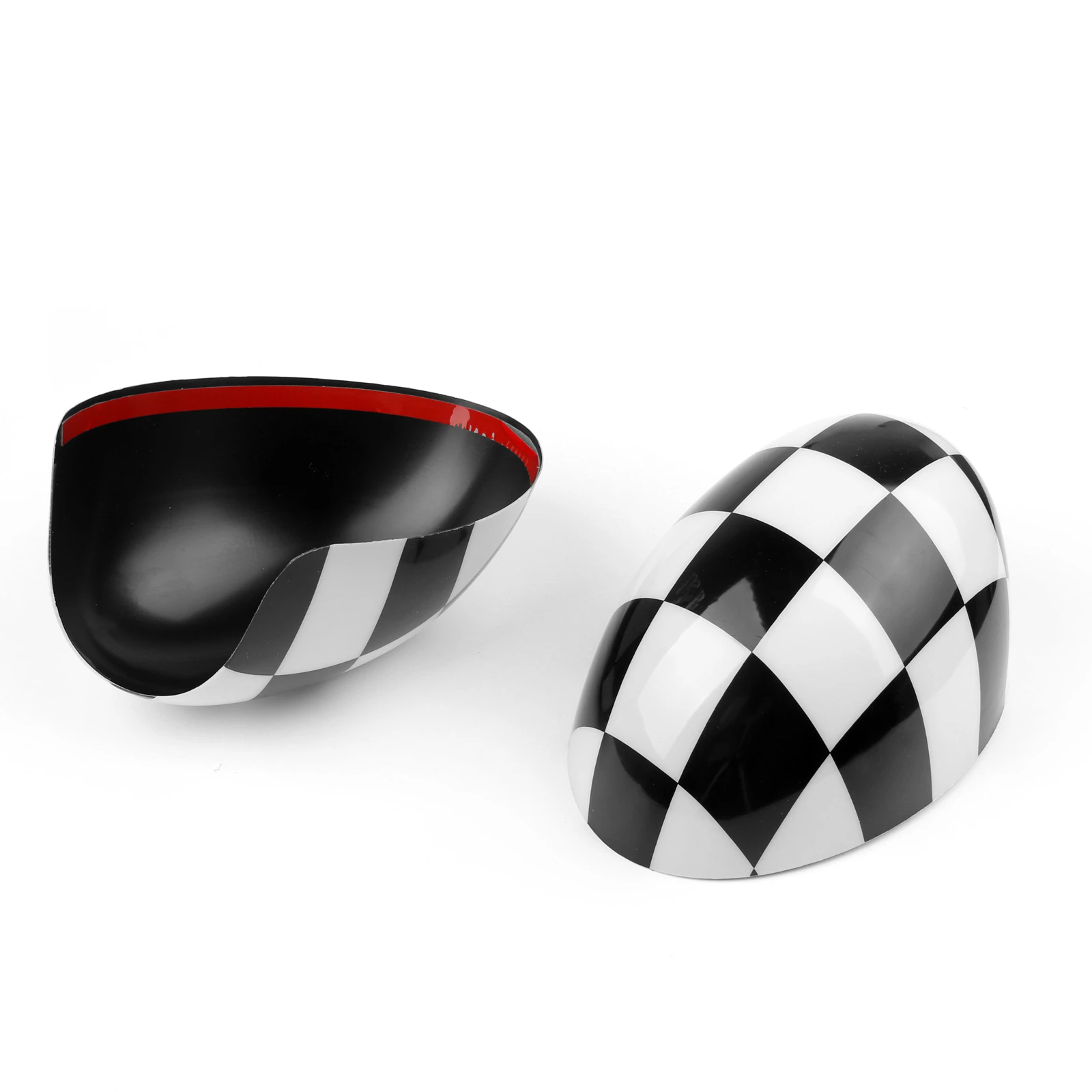 2 x Checkered WING Mirror Covers Fit for MINI Cooper R55 R56 R57 Power Fold Mirror