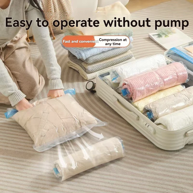 2pcs/Clothing Compression Bag, Vacuum Storage Bag, Travel Suitcase Organizer Bag, Moisture-Proof Sealed Bag