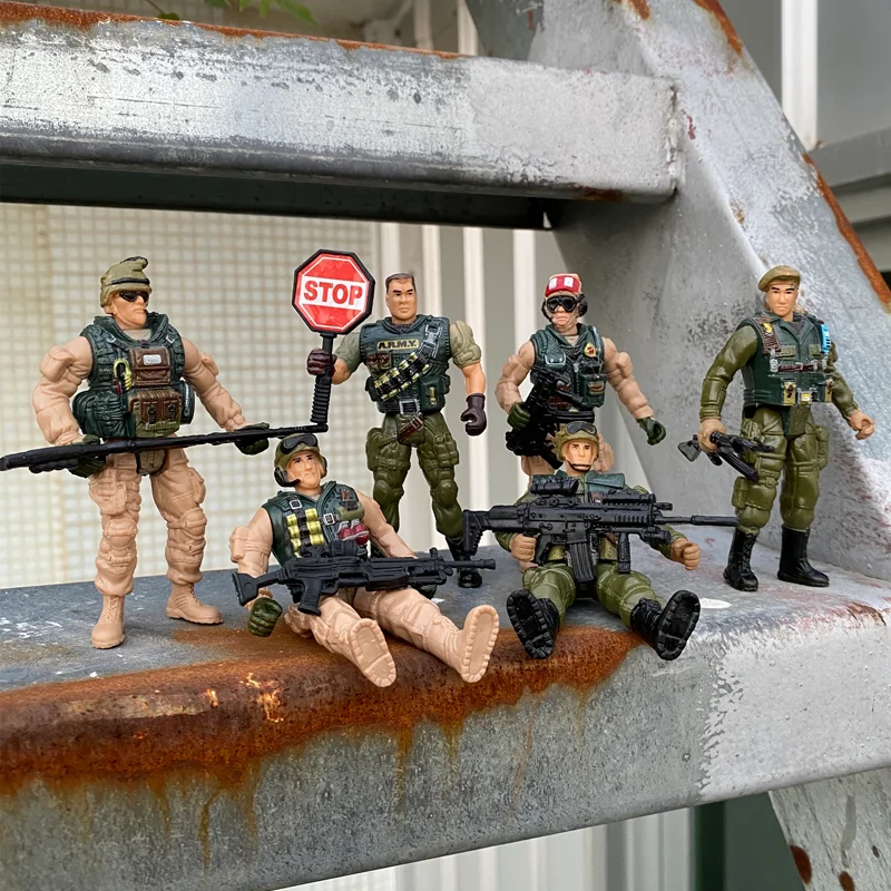 6 Stück Krieger Elite Force antike Militärs oldat Action figur Spielzeug bewegliche Armee Terrorist Swat Team Waffe für Kinder Junge Geschenk