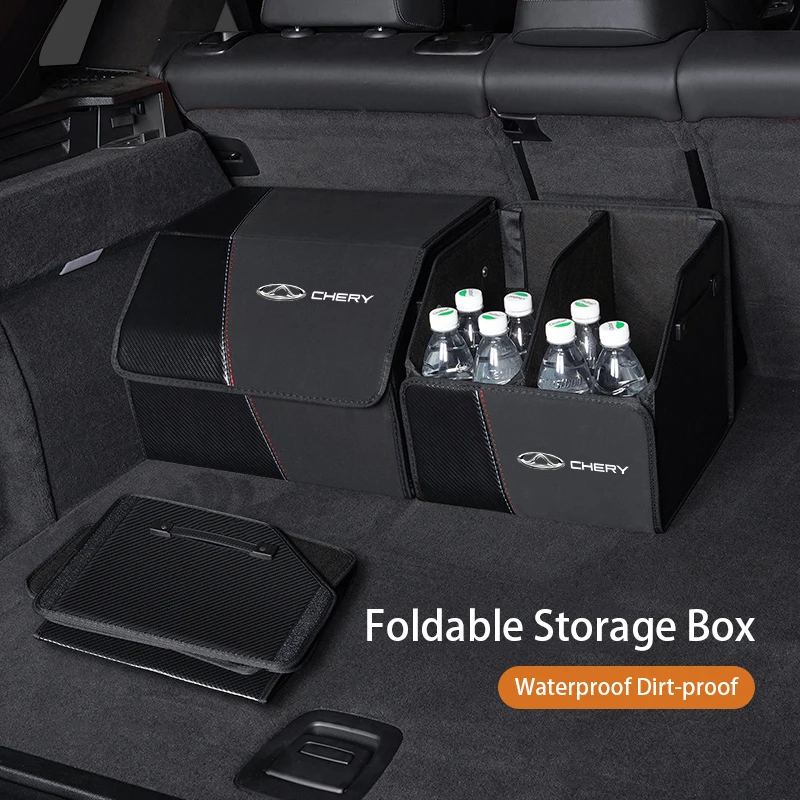 Car Carbon Fiber Storage Box Suede Trunk Foldable Organizer For Chery Tiggo 5 2 3 7 8 PRO 5X 3X QQ Fulwin Face Arrizo A1 A3 A5