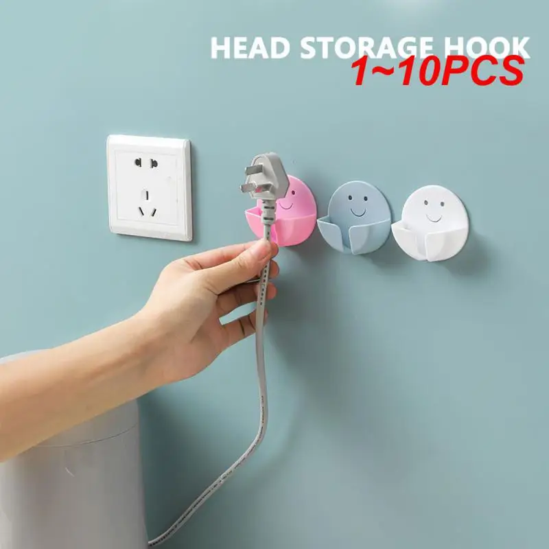 

1~10PCS No Punch Power Cord Plug Wall Storage Hooks Strong Non-marking Plug Socket Hanger Kitchen Plug Holder Support Fixed