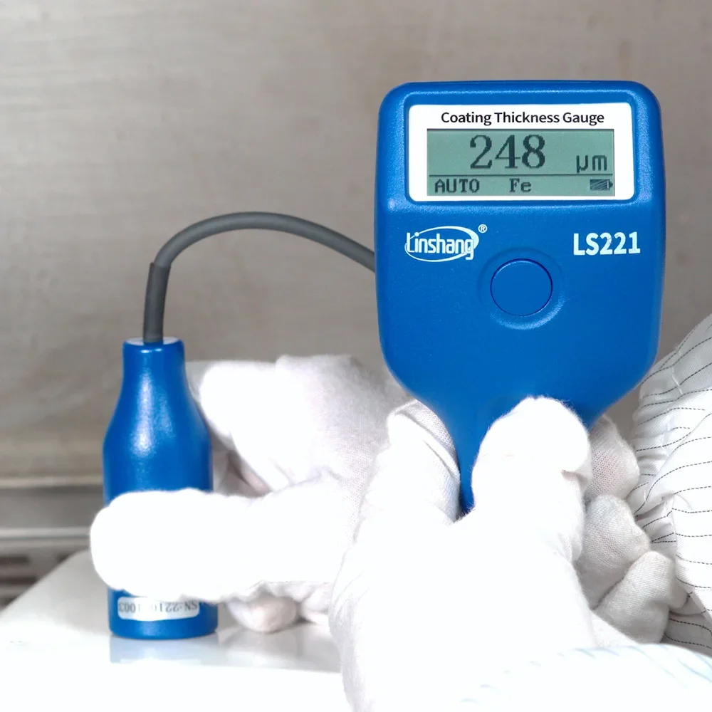 LS221 Coating Thickness Measuring Gauge Device Meter Tester with External Cable Probe for Measuring Coating Thickness