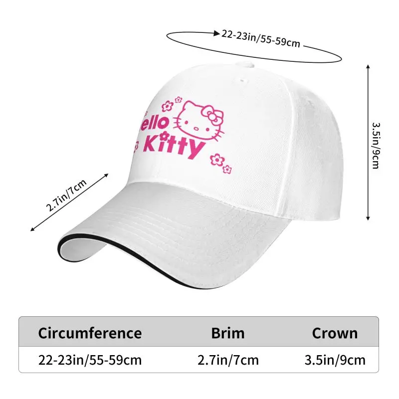 Custom Hello Kitty Drawing Coloring Baseball Cap Sun Protection Women Men's Adjustable Dad Hat