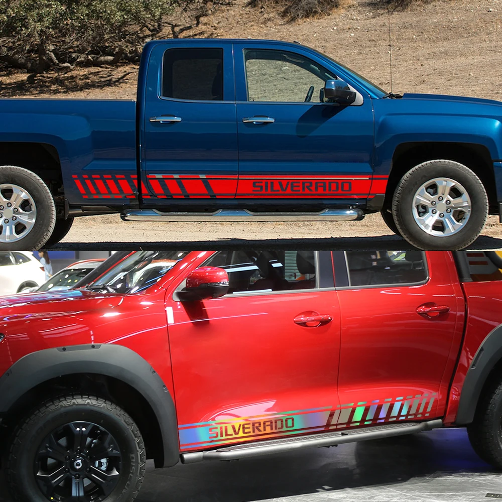 لاقط ملصقات جانبية للباب لسيارة شيفروليه سيلفرادو 1500 LT LTZ WT Trail Boss RST أشرطة للشاحنات غطاء ديكور شارات ملحقات السيارات