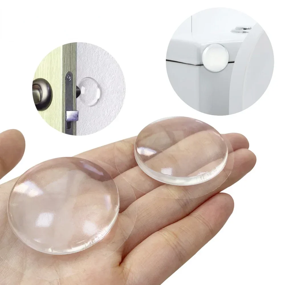 4PCS Round Transparent Soft Silicone Non-slip Door Stopper Muffler Wall Protector Self-adhesive Door Handles Bumper Protective