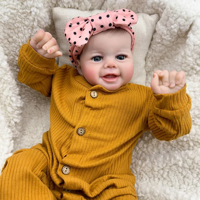 48cm Reborn Vivienne Soft Body Lifelike Baby Doll with 3D Skin Multiple Layers Painting with Hand Draw Hair Touch Doll