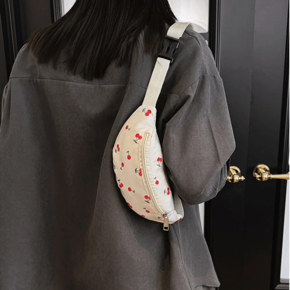 Sweet Polyester Cherry Crossbody Bag Cartoon Cherry Shoulder Pouch Sling Bag Women