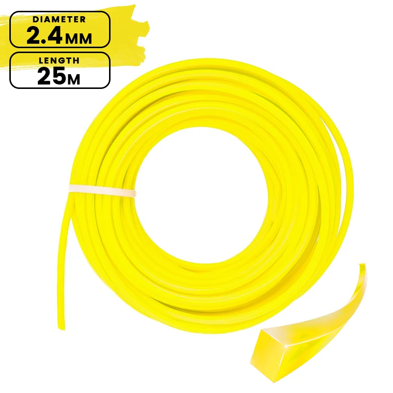Imagem -06 - Lusqi-grass Trimmer Line Corda de Corte de Nylon Quadrada Eficiente Cortador de Gramado Acessório de Cabeça de Lâmina 25m 24 mm