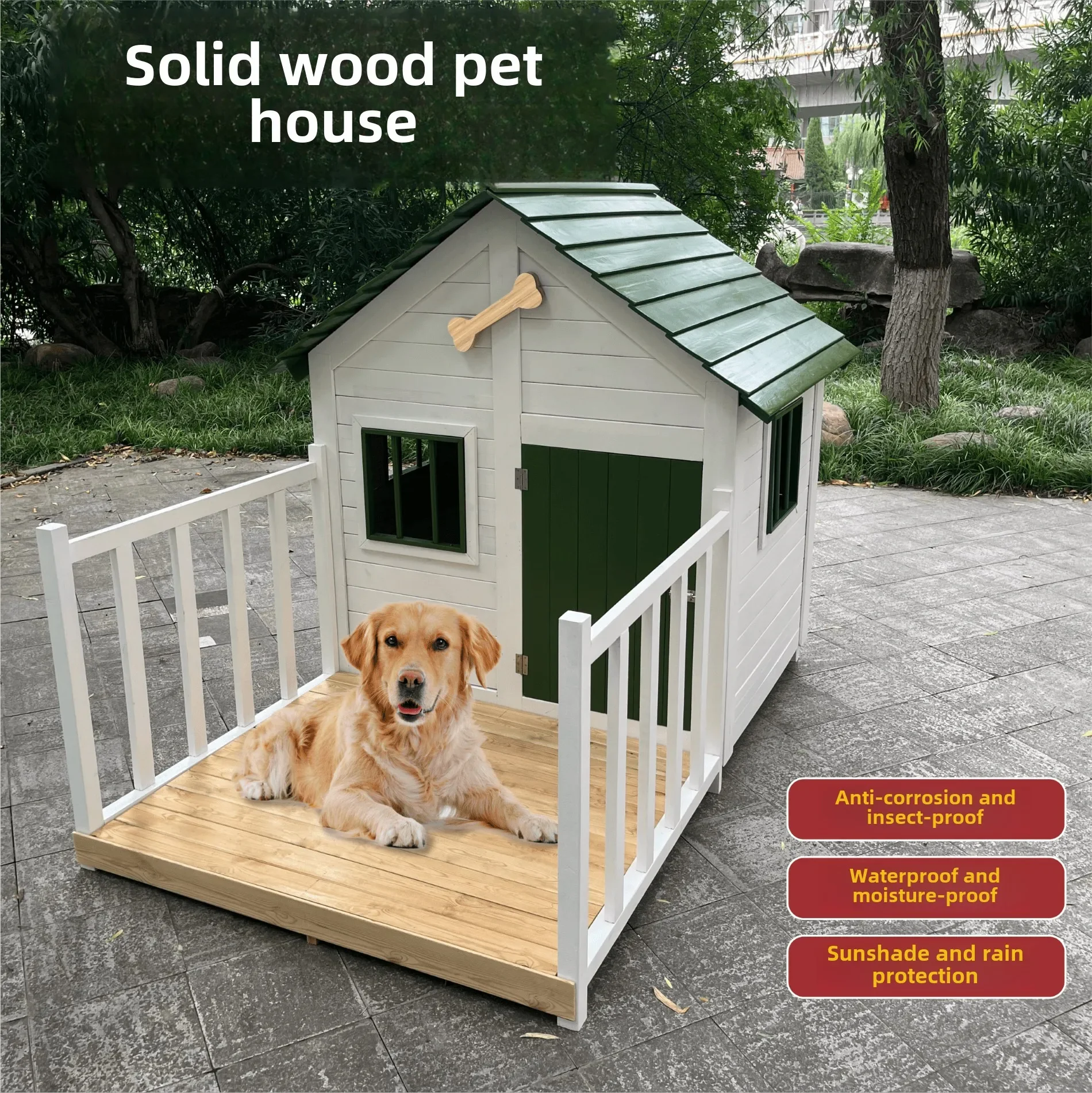  Wooden kennel cattery courtyard dog villa