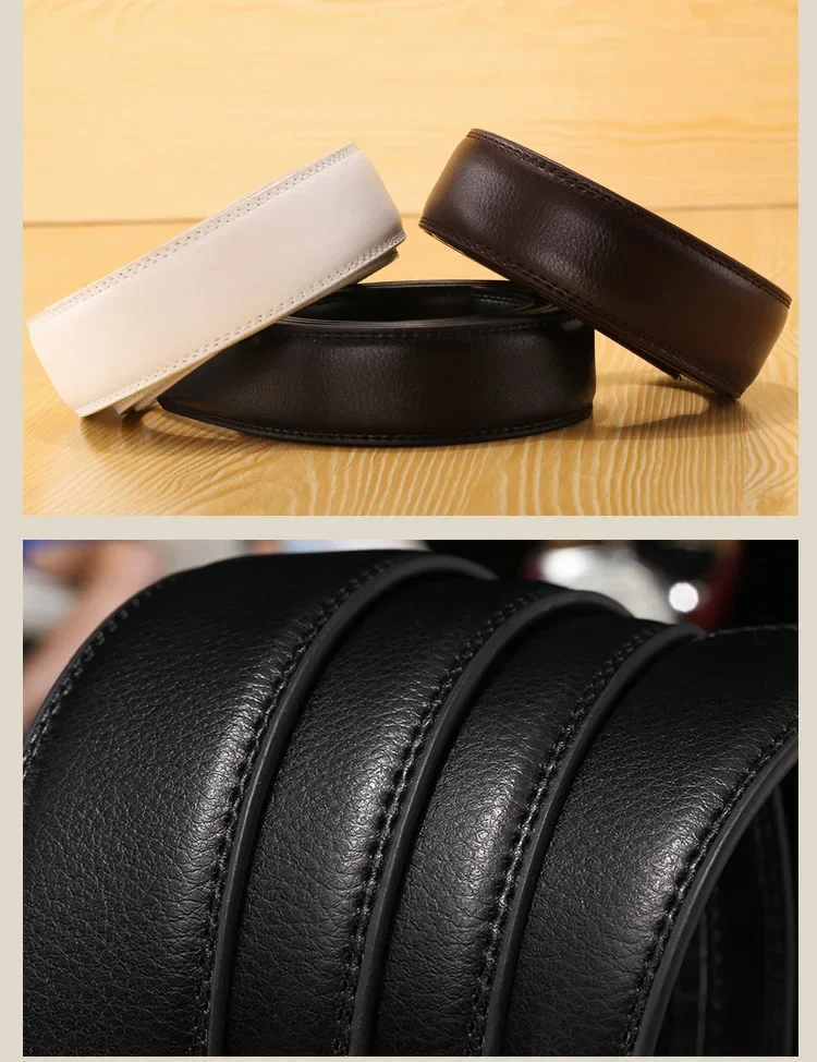 Herren- und Damen-Gürtel ohne Schnalle aus PU-Leder, 2,4 2,8 3,0 3,5 cm Ersatz-Taillengurt für Automatikschnallen zur Täglichen Nutzung – Detail 6