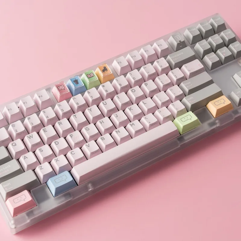 مجموعة أغطية مفاتيح ذات طابع عتيق باللون الوردي الخجول، أغطية لوحة مفاتيح مخصصة لملحقات لوحة المفاتيح الميكانيكية لمكتب الألعاب #3