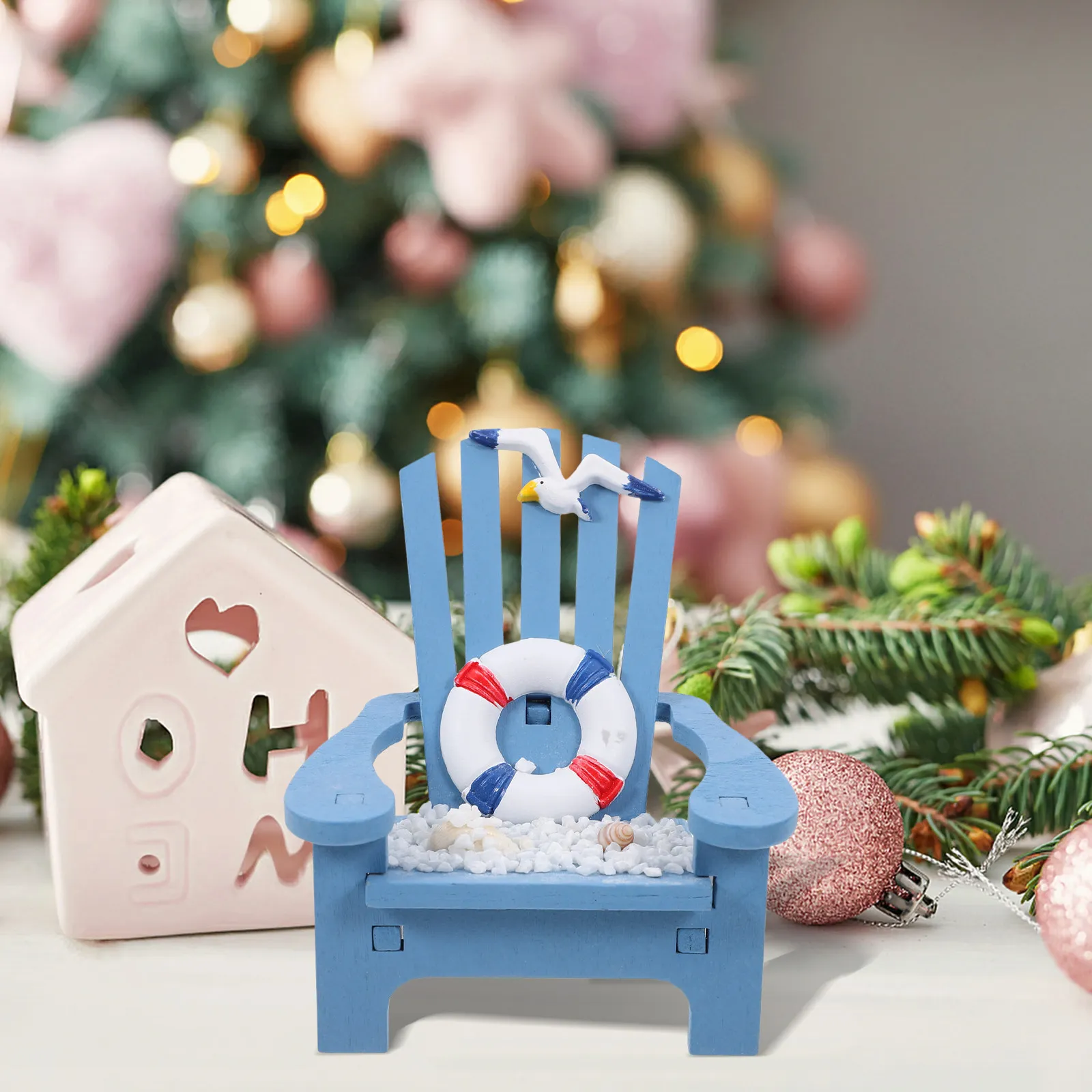 Miniature Nautical Chair Ornament for Mini House Desk Decor Beach Theme Compact Design No Burrs No Deformation Lightweight