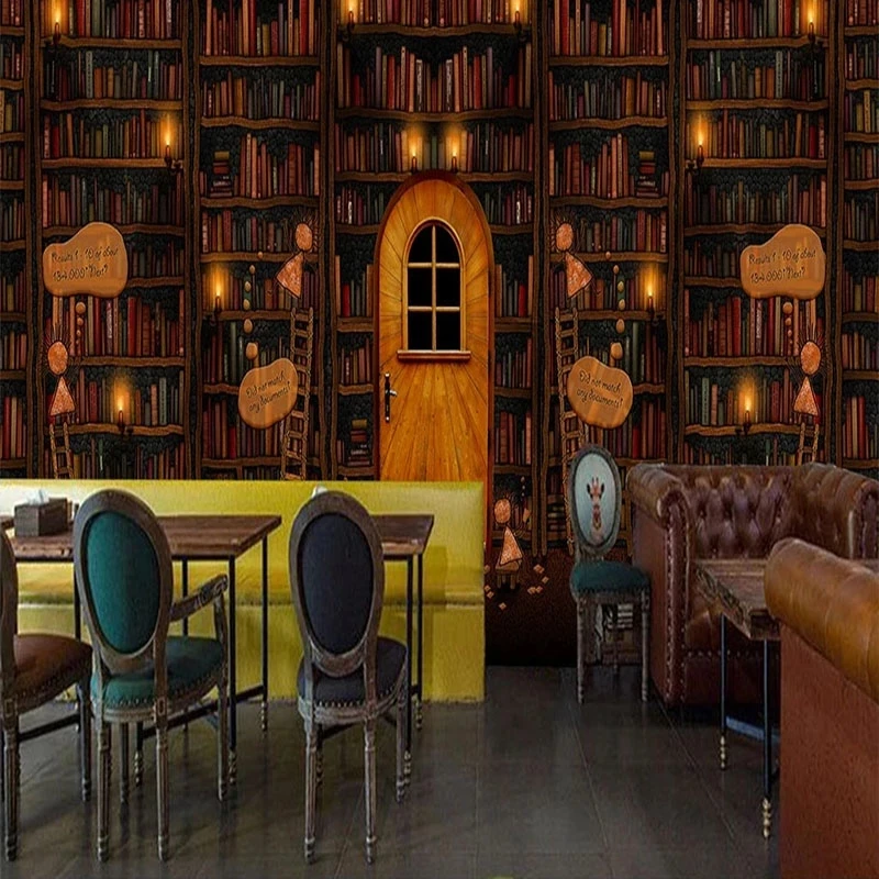Custom Photo Mural 3D European Retro Bookshelf Library Study Wallpaper Living room sofa TV background wall bedroom restaurant 8d