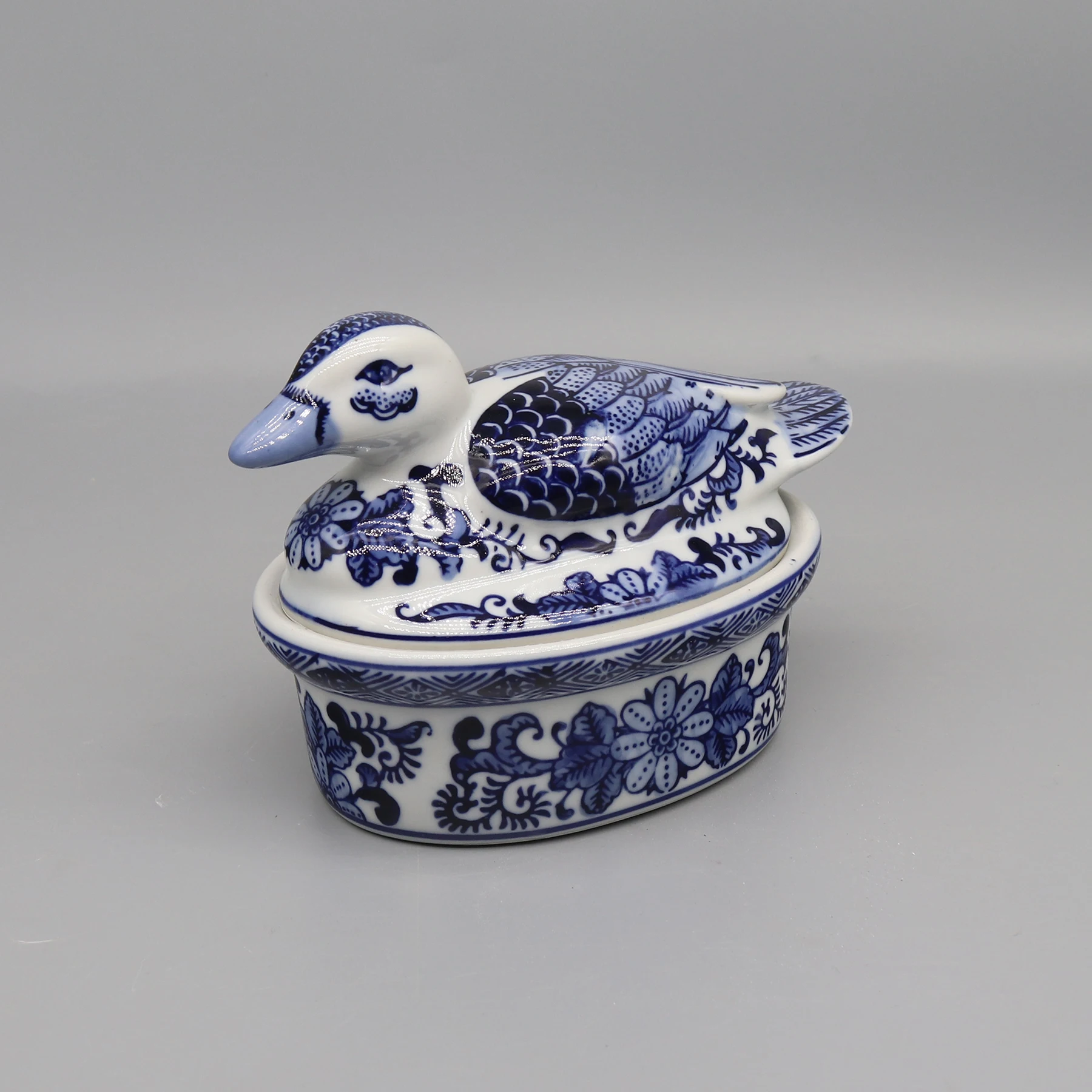 

Blue and White Ceramic Box, Ceramic Storage, Mandarin Duck Plate