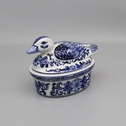 Blue and White Ceramic Box, Ceramic Storage, Mandarin Duck Plate