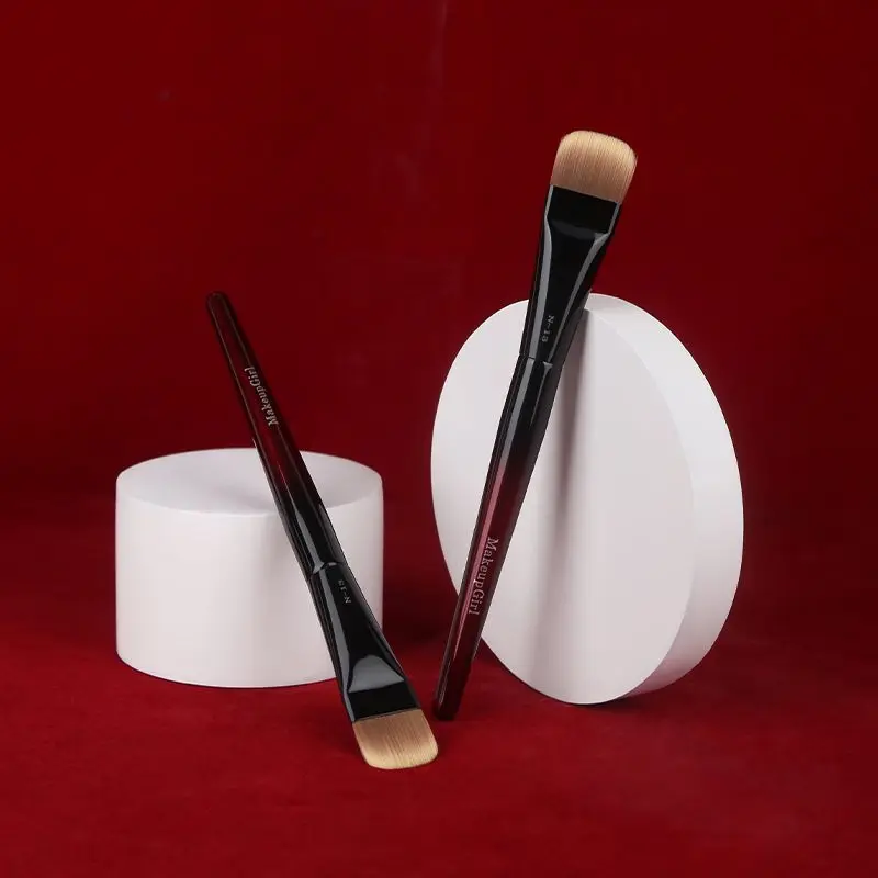 Ultra Thin Small Flat Head Foundation Brush 'One Line' Seamless Base Makeup No Powder Waste for Smooth Finish