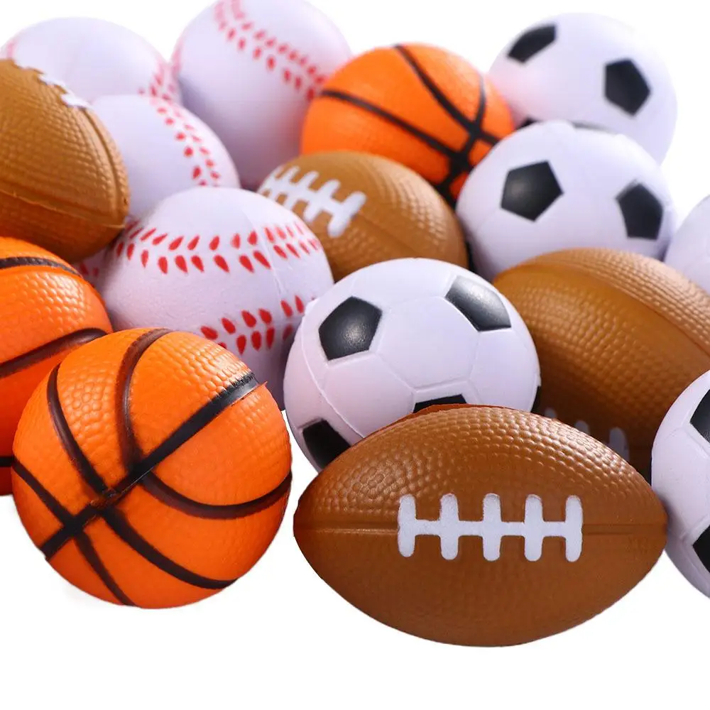Soft Kid Toy Football PU Foam Rugby Bouncy Balls PU Sponge Ball Mini Basketball Toys Squeeze Ball Funny Toy Balls