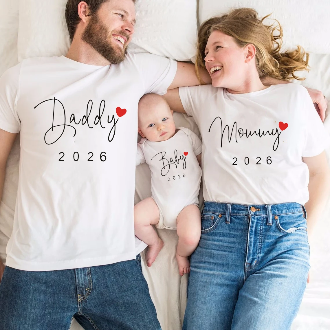 Camisetas Divertidas para Bebé, Papá y Mamá 2026, Ropa Familiar a Juego, Anuncio de Embarazo Sencillo, Look Familiar, Camisetas a Juego para Bebé y Papá