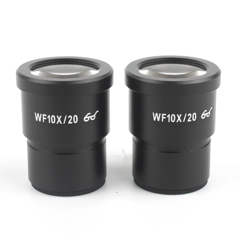 

1Pair WF20X/10 Stereo Microscope Eyepiece 20X/10 Wide Field High Eye Point Optical Glass Lens 30mm Mounting Diameter Tool