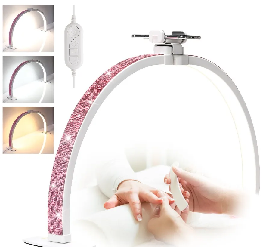 

Полумесяц Light 36 Вт Настольная лампа для ногтей U-образная 364 светодиода Заполняющая лампа с держателем для телефона Складная настольная лампа с бесступенчатым затемнением