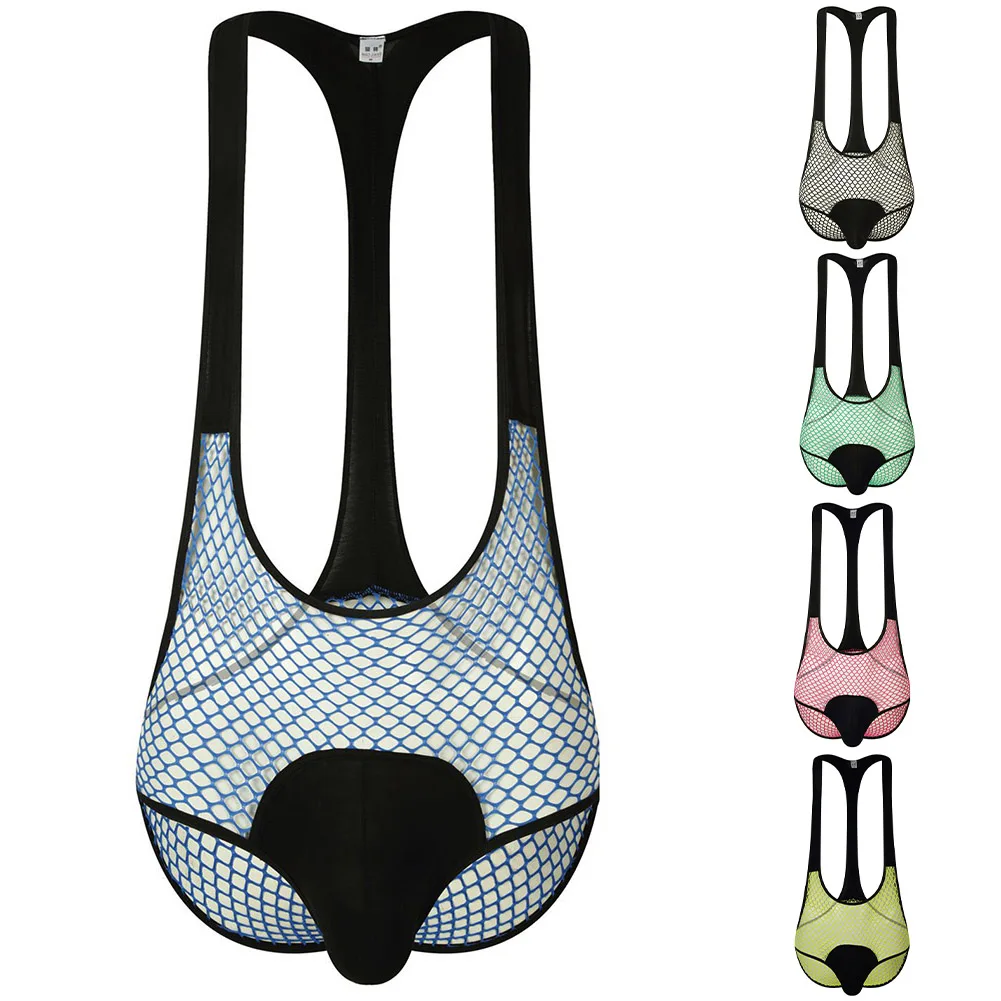 Mesh Underpants Men Jumpsuits Classic Theme Color Matching Comfortable Fabric Lightweight Material For Casual Wear