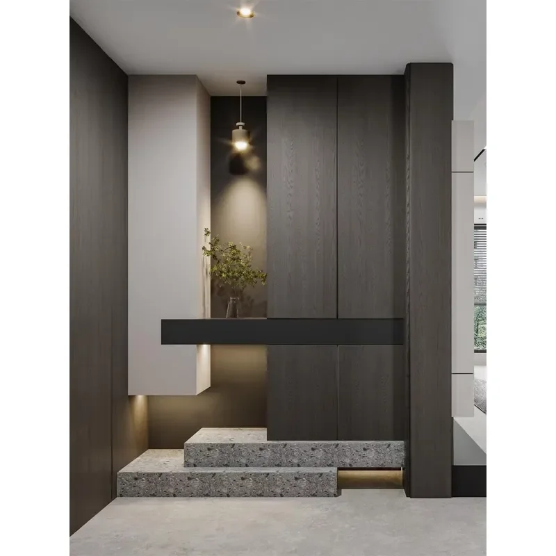French custom wall-mounted solid cherry wood moisture-proof locker with lockable drawers for foyer decor