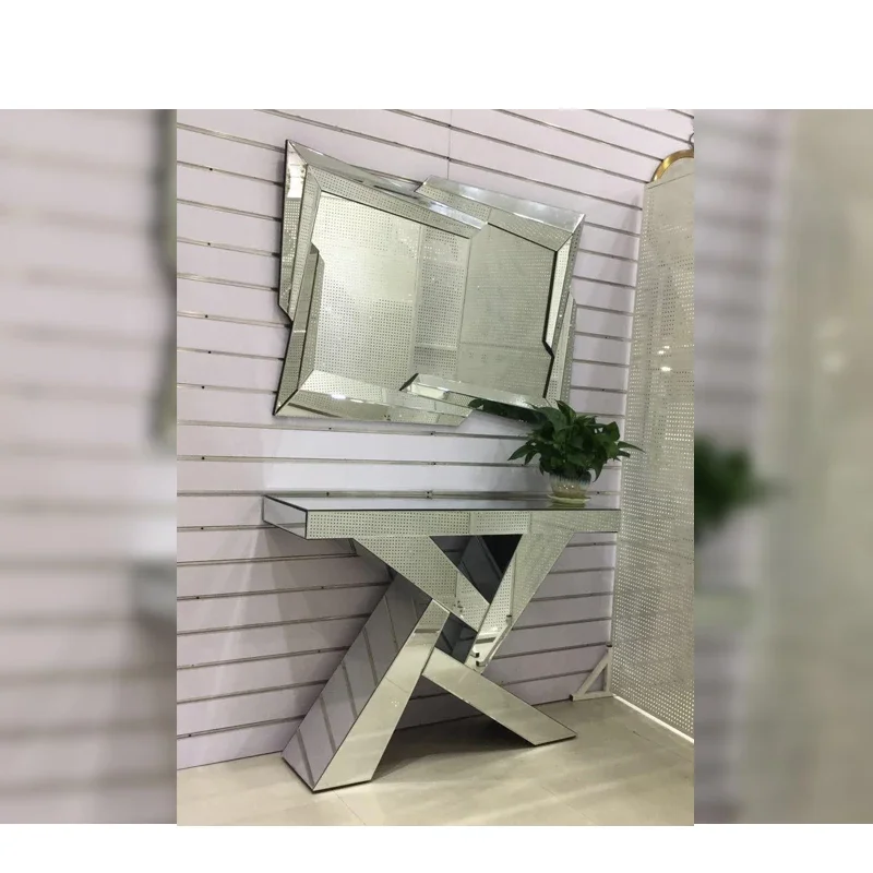 

A Silver MDF Console Table With New Design Mirror for Home Furniture