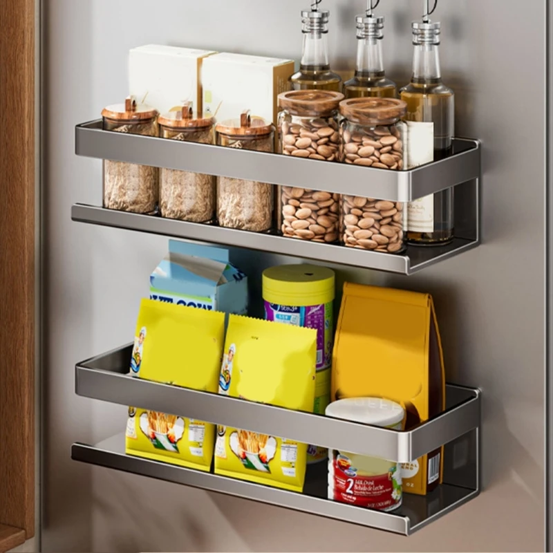 

Сильные магнитные органайзеры для холодильника, устойчивые к ржавчине углеродистой стали, без сверления, экономия места, полка