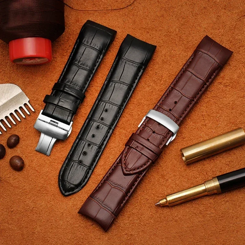حزام ساعة من الجلد الطبيعي ذو نهاية منحنية لتيسو 1853 كوتورير T035 T 035627 أ ت 035407 أ ت 035439   ر 035617   حزام رجالي 22 ملم 23 ملم 24 ملم