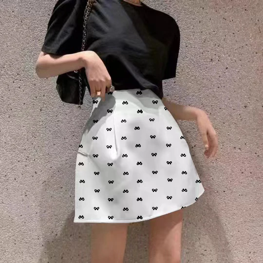 

Fashionable Knot Print Short Skirt Women's New Style Slim High Waist Half Body Skirt Versatile Puffy Umbrella Skirt
