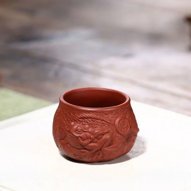 Handmade Carved Toad Relief Master Cup Yixing Zisha Personal Tea Cup 80ml