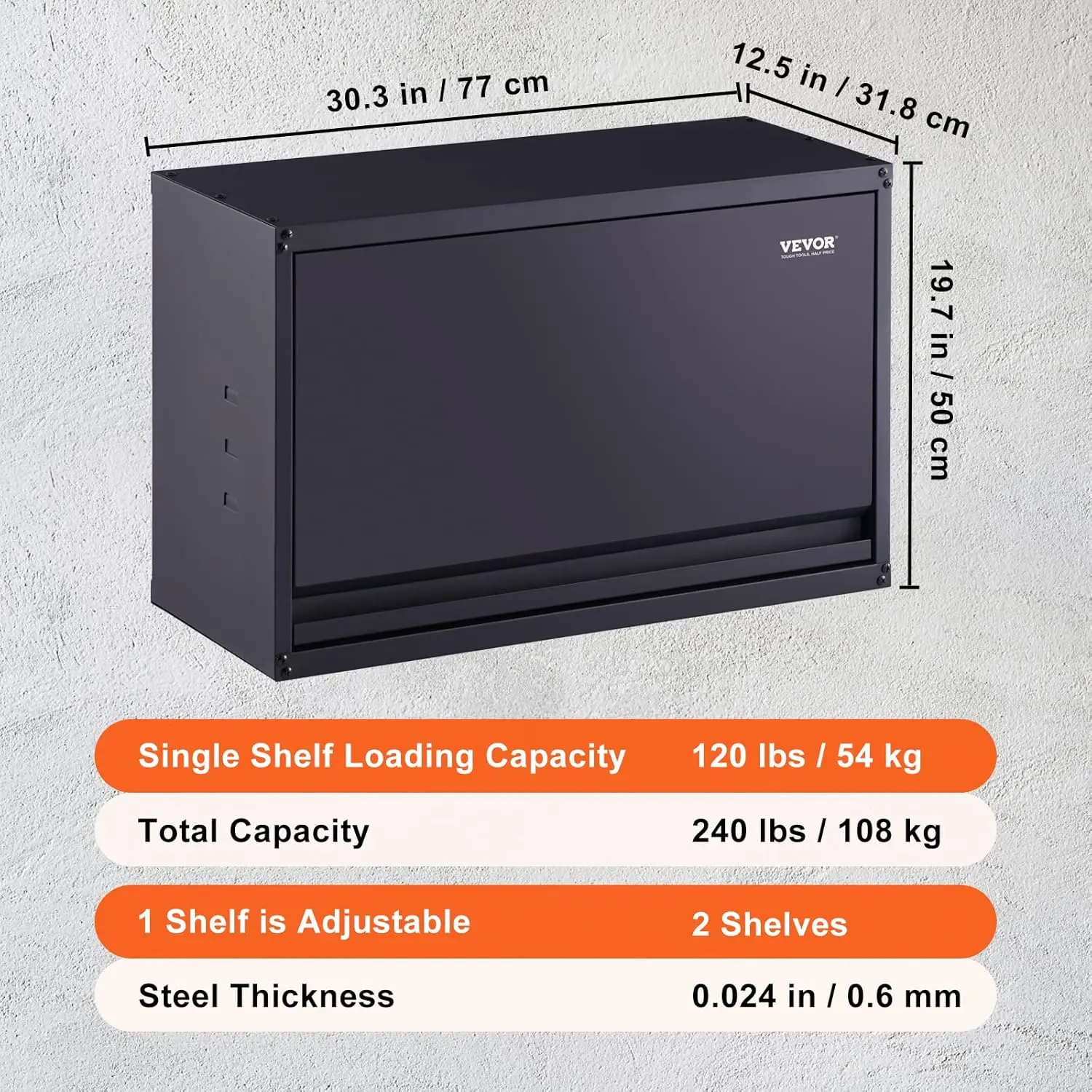 Vevor Wall Cabinet, 20'' Larger Size Metal Storage Cabinet With Flip-Up Door 240 Lbs Heavy Duty Capacity Thickened Material