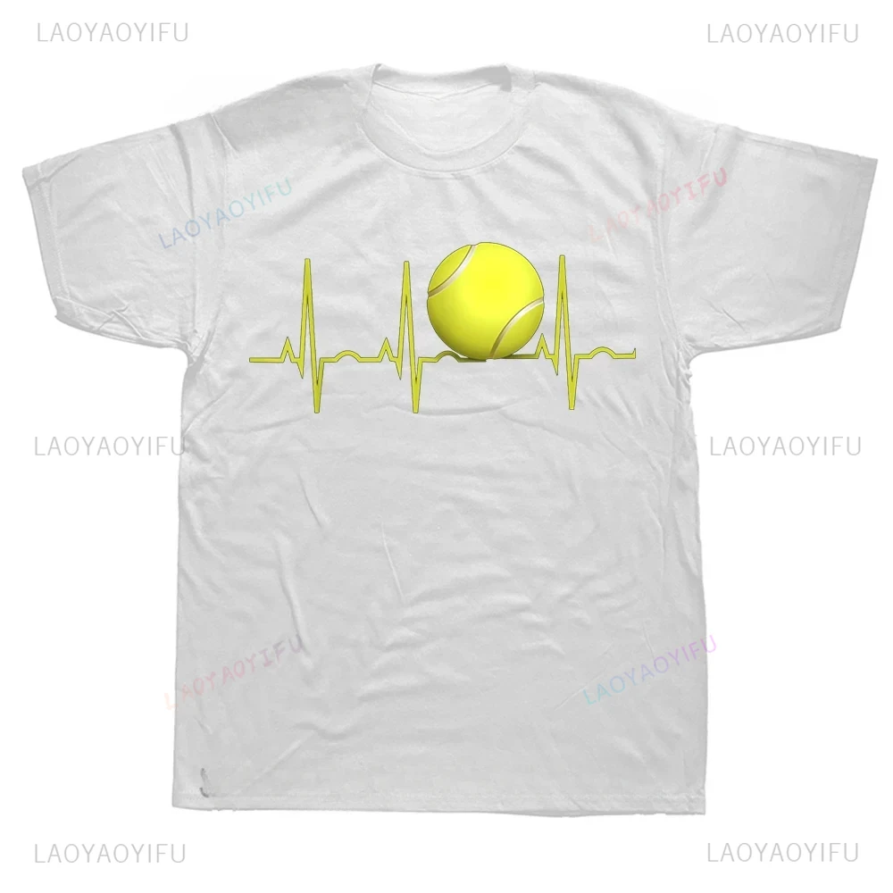 

New Funny Tennis Heartbeat T Shirts Harajuku Style Graphic Streetwear Short Sleeve Y2k Tennis Player T-shirt Streetwear Men Tees