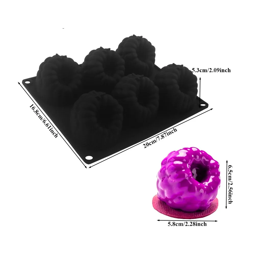 1/6/12/24-Cell Raspberry Mousse Mold Heat-Resistant Reusable Mousse Cake Mold DIY Food-Grade Silicone French Pastry Baking Mold