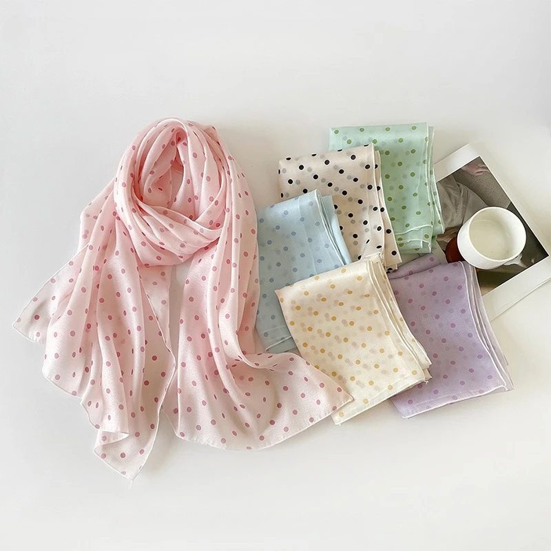 

Women's Solid Color Polka Dot Long Scarf Summer Thin Sheer Scarf Decorative Shawl Wrap