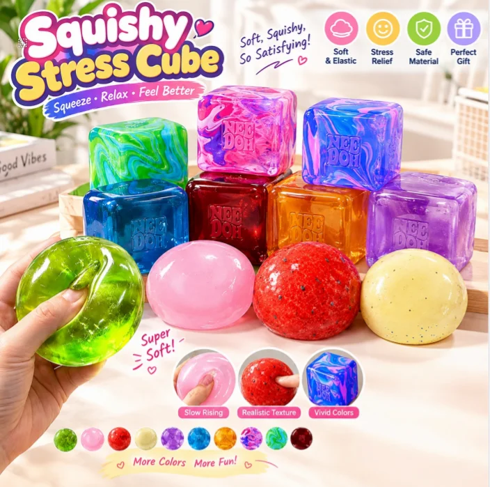 NEEDOH Soft Squishy Stress Cube Squeeze Toy Slow Rising Stress Relief Decompression Toy