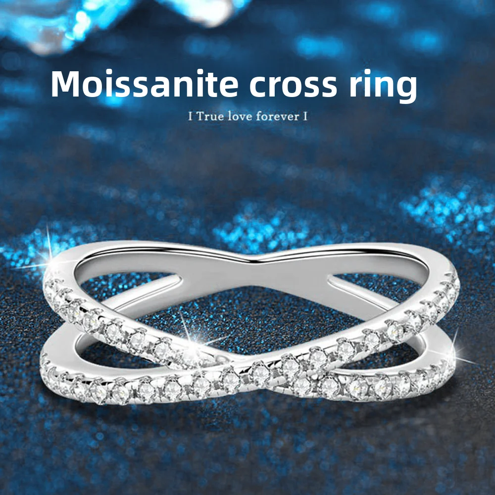 

Women's Moissanite Ring 925 Sterling Silver Hypoallergenic Elegant Promise Ring, Fashionable Girlfriend Gift, Rust-Proof Jewelry