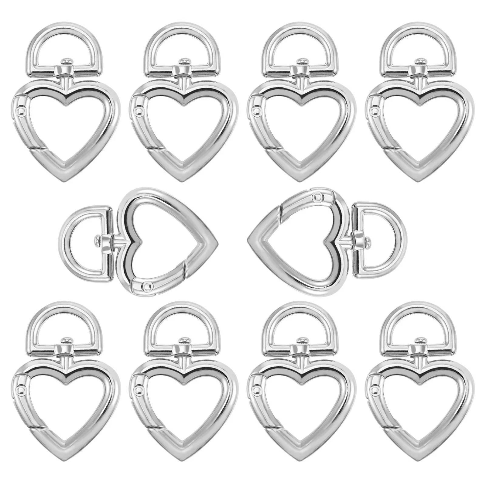 

10 Pcs Pendants Heart Keychain Luggage Decoration Materials Snap Hook of The Lid