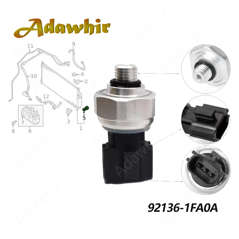 3 Pins A/C 92136-1FA0A Pressure Sensor Switch For Nissan Titan A60 Armada TA60 Pathfinder R51 Xterra Frontier D40