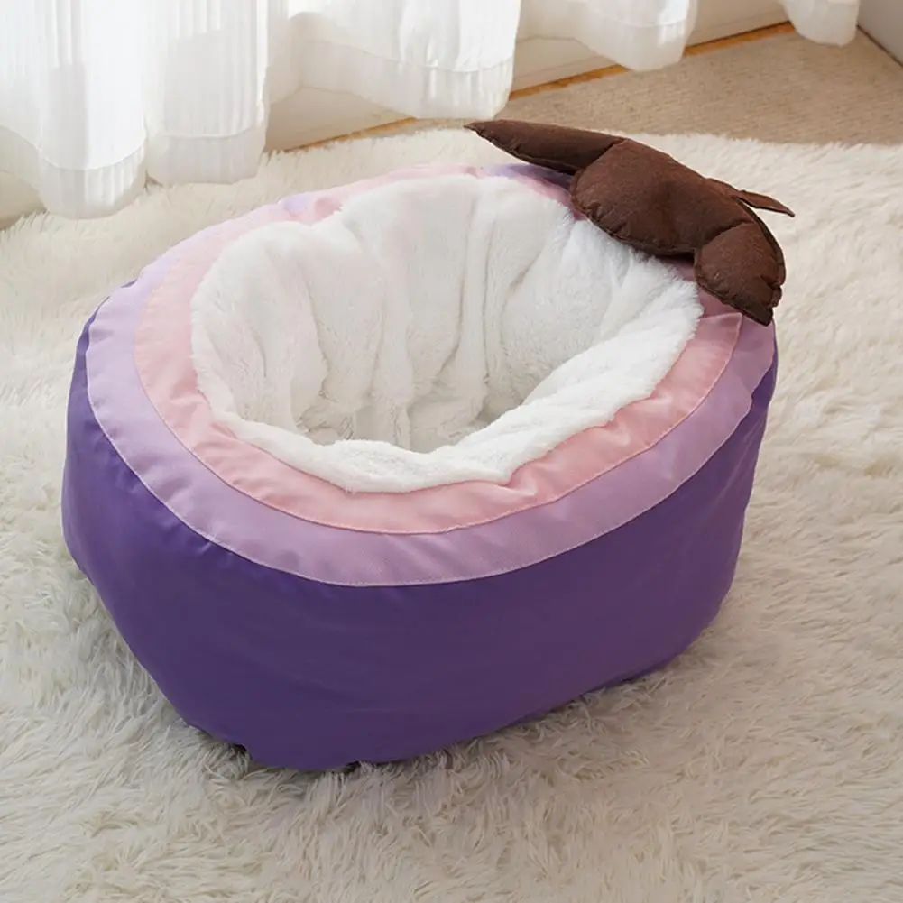 Semi-closed Eggplant Shape Cat Bed Sleeping Nest Warm-keeping Plush Cat Kennel Cozy Cave Dog Bed Kitten Lounger Cushion Cat Mats