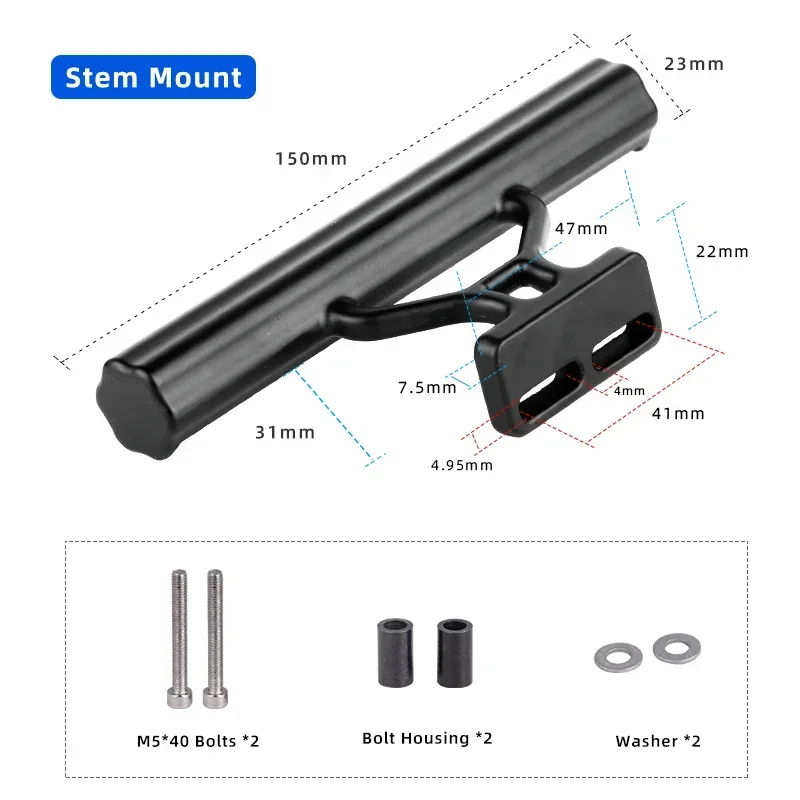 Deemount 15CM Bicycle Stem Extended Bracket Headlight Mount Bar Computer Holder Lamp Alloy Support Extender