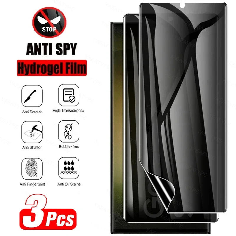 3PCS Screen Protector for Samsung Galaxy A55 A54 A13 A53 A52 A12 A22 A33 A32 A51 A35 A72 A71 A14 S10E S20FE Privacy Hydrogel