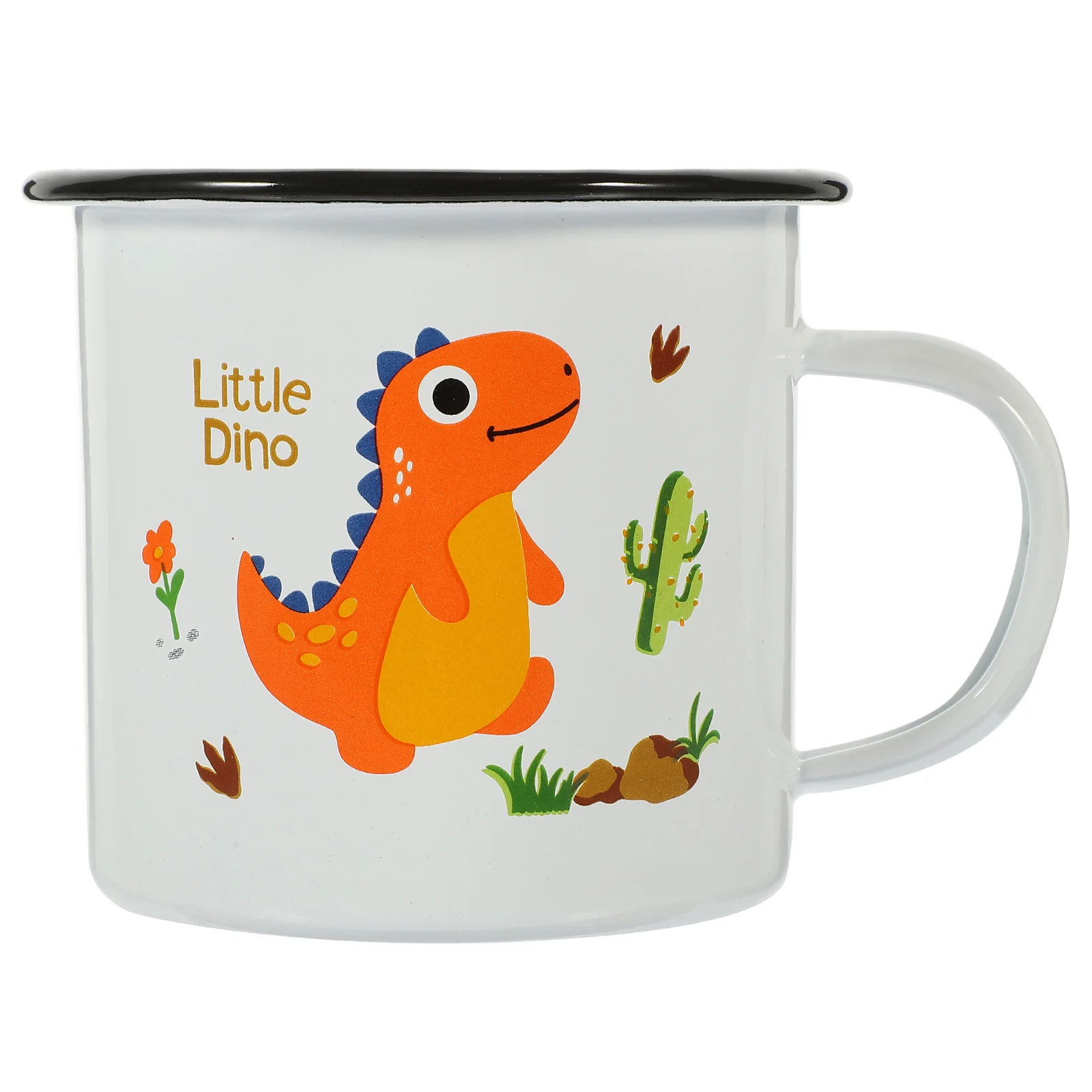 

Cartoon Dinosaur Enamel Mug Simple Design Comfortable Grip Daily Use Multi-Function Water Cup Home Coffee Shop Gift