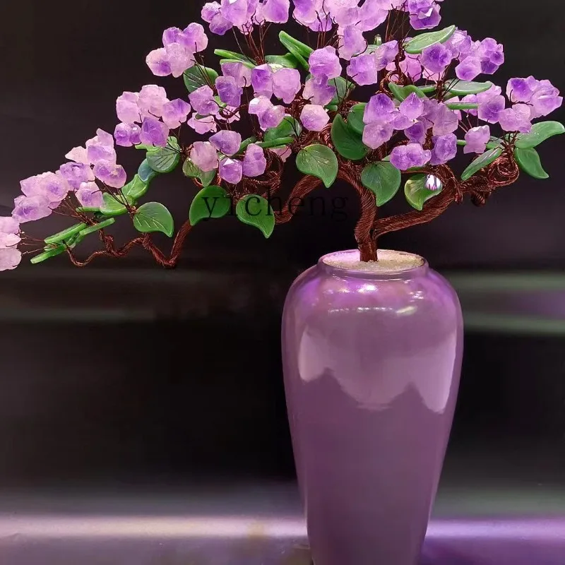 bj-11 Natural Amethyst Fortune Tree Home Furnishing Living Room Entrance TV Cabinet Lucky Tree Money Tree