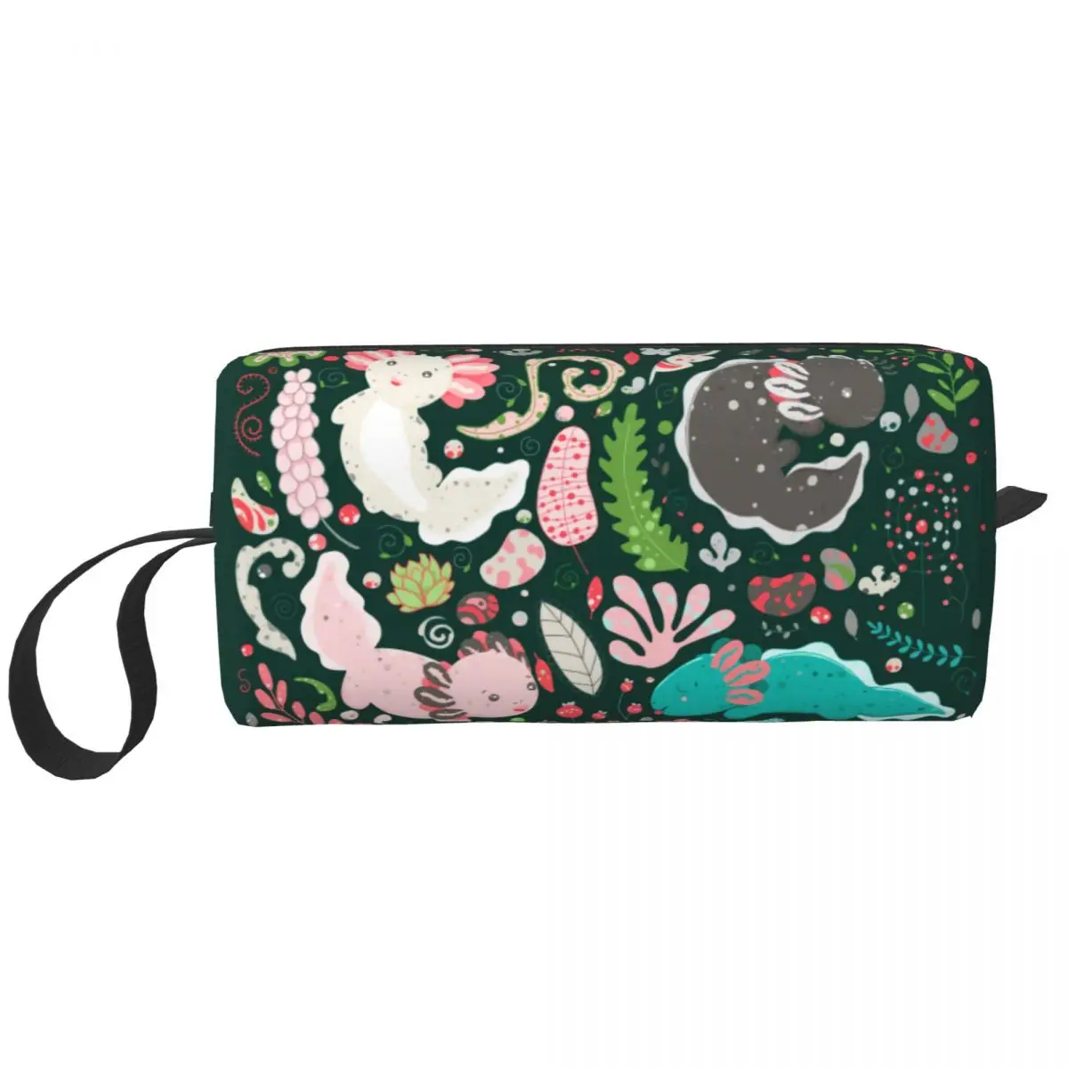 Cut Axolotl Toiletry Bag for Women Salamander Animal Makeup Cosmetic Organizer Lady Beauty Storage  Bags Dopp Kit Case Box