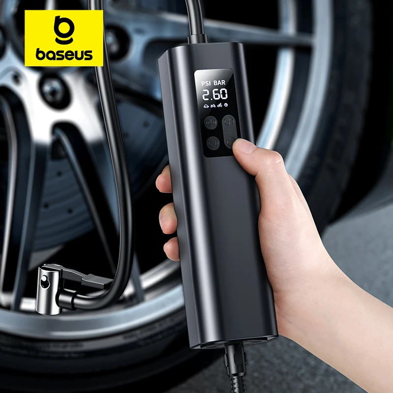 Baseus Inflator Pump 12V Przenośna samochodowa sprężarka powietrza do motocykli Rower Łódź Inflator opon Cyfrowa automatyczna nadmuchiwana pompa powietrza