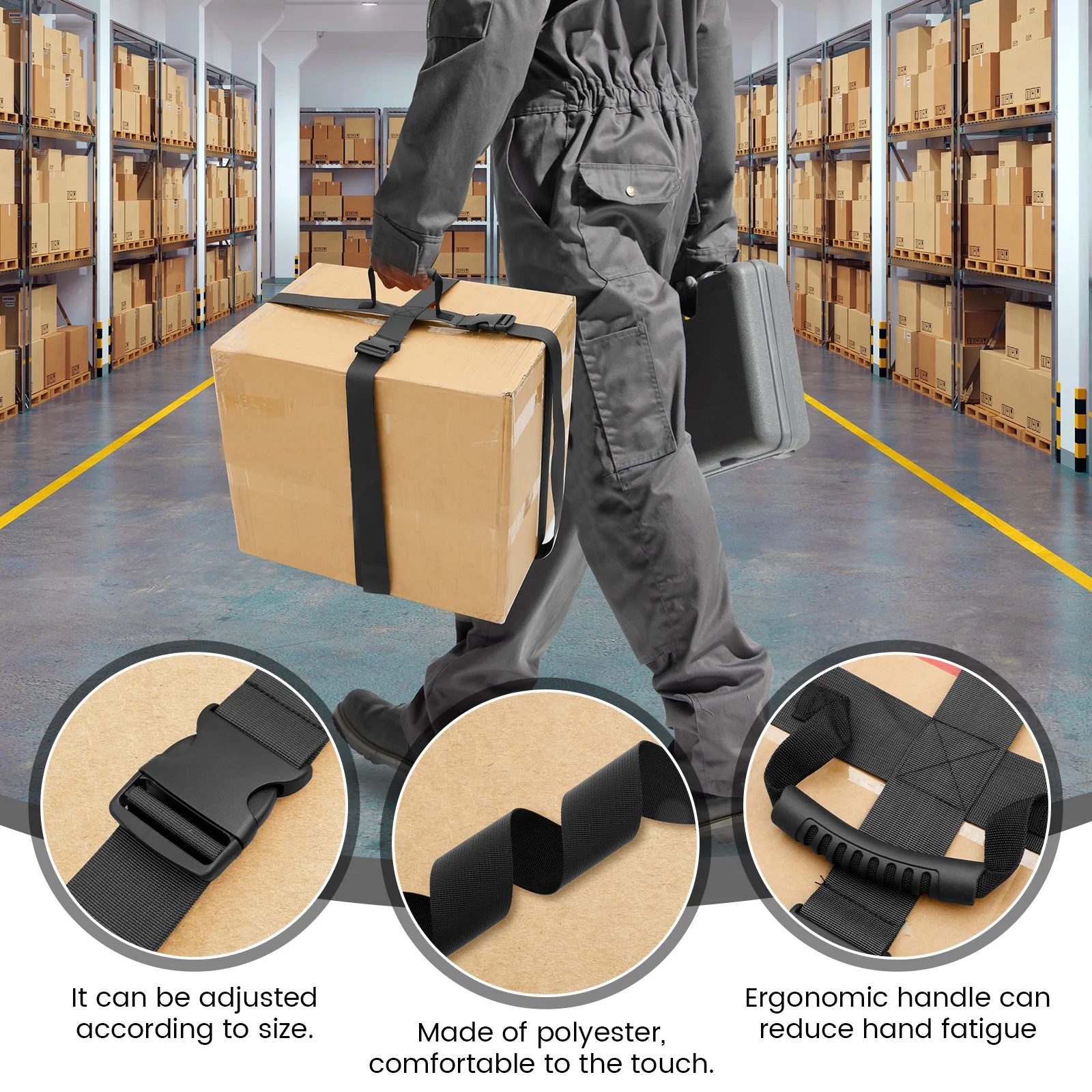 Heavy Box Carrying Straps Adjustable Furniture Moving Belt Luggage Packing Straps Reusable Handheld Cross Style Box Straps